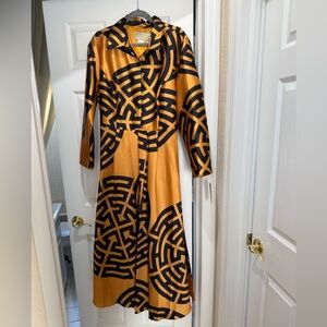 Geometric Patterned Dress in Black and Gold.
